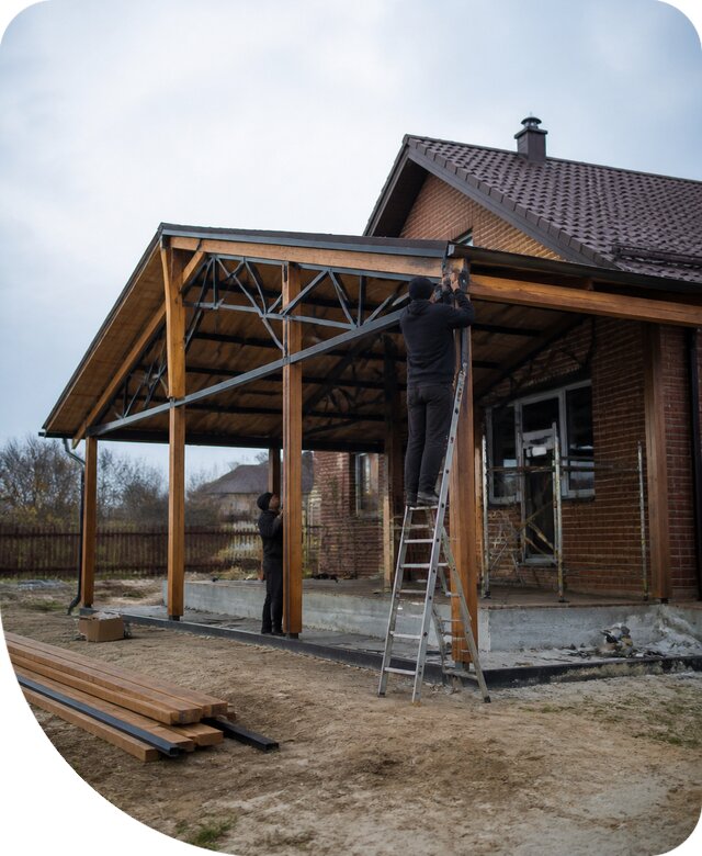 Пристройка навеса к дому и участку в Североморске под ключ